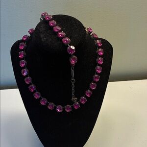 Elegant Pink Crystal Necklace and Bracelet Set